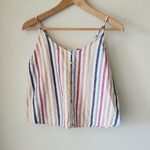 OLIVIA GREY Multicolor Striped Camisole Crop Top Sz L Lightweight Flowy